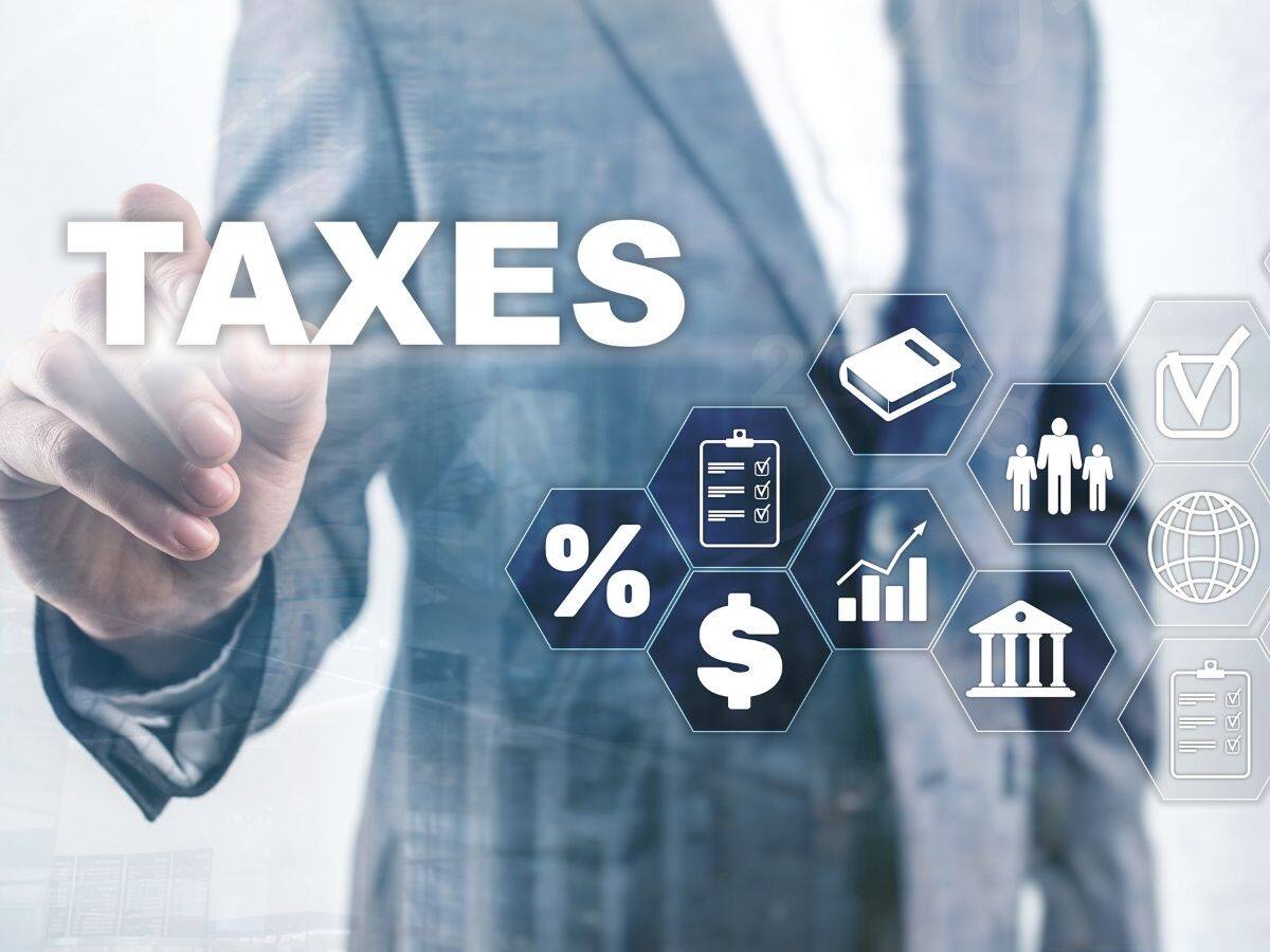 A man organizing his taxes